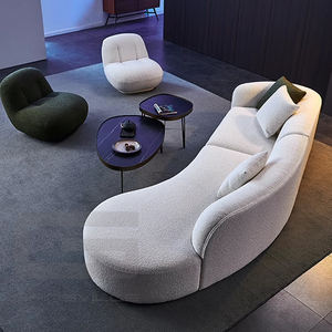 أريكة عصرية من القماش بتصميمات حديثة، كنبة بيضاء من الكشمير قماش بوكليه بتصميم خاص منحني لغرفة المعيشة الأكثر مبيعًا - Product Image 2