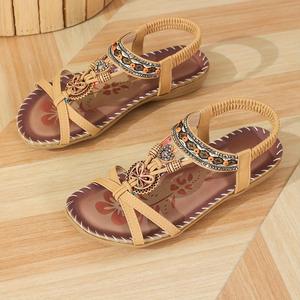 Servicio de Adquisición 1688 FTS: Sandalias Planas Boho con Cuentas Multicolor y Correa Elástica para Vacaciones, Baja Comisión - Product Image 5