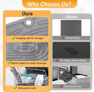 Tapis de séchage pliable en silicone personnalisé pour évier de cuisine, support à vaisselle avec utilisation sur table - Product Image 5