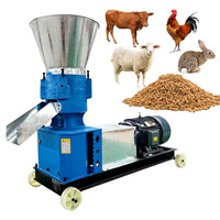 Machine à granulés à matrice plate électrique monophasée 220V, mobile sur roues, 150-500kg/h, pour ferme avicole et d'élevage écologique familiale