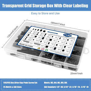 <b>Internal</b> Hex <b>Drive</b> Cup Point Set Screws Assortment Kit 1145pcs Metric Grade 12.9 Alloy Steel For Mechanical Assembly - Product Image 5