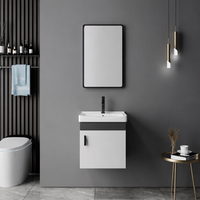 Meubles bon marché d'Amérique du Sud Petit meuble de salle de bain en contreplaqué Ensemble de vanité Évier en céramique avec miroir Armoire en contreplaqué moderne