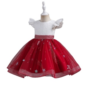 New fashion Shiny Girl Princess Dress Flying Sleeve child Girl Birthday Party Dress Multi layer Mesh dress for girl 2-10 year - Product Image 5