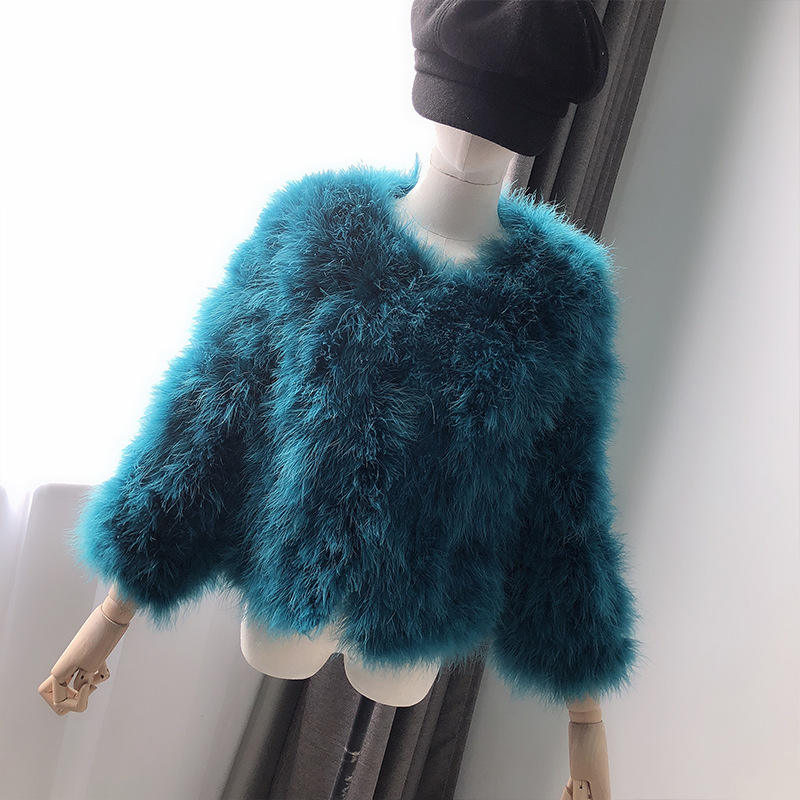 Custom Color Women Winter Feather Coat Fluffy Warm