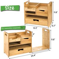 Organisateur de bureau moderne en bambou, porte-documents réglable à 4 niveaux, accessoires d'organisation de bureau multifonctionnels pour la maison, le bureau et l'école