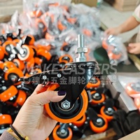 Roulettes à usage moyen en PP orange noir roues pivotantes à vis avec roulettes de frein 1.5 "2" 2.5 "3" 4 "5" pouces pour chariot de déménagement de meubles