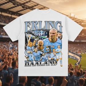 T-shirt à manches courtes personnalisé avec graphique de superstar du football norvégien, 250 GSM, poids lourd, surdimensionné, streetwear pour hommes - Product Image 1