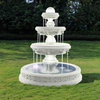 Fontaine d'eau en fibre de verre pour jardin extérieur avec statue de chérubin, couleur blanche, artisanat manuel, 3 niveaux