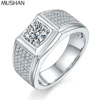 MuShan Marken-Schmuck 925 Sterling Silber Ring Brillanter Moissanit Minimalistischer Ring für Sie 18K Vergoldet MST Patent-Schmuckstück