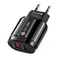 Cargador de Pared USB-A+C Tipo-C de Doble Puerto con PD de 20 W + QC3.0 y Salida de 9 V/2 A para Dispositivos Eléctricos y Cámaras