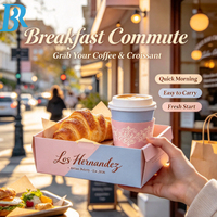 Boîte d'emballage en papier personnalisée pour croissants, porte-gobelets à café jetables, pour café, petit-déjeuner, pack combo