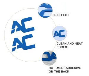 مصنع مخصص لصقة مطاطية نقل الحرارة سيليكون 3D أثار تأثير العلامة التجارية اسم النقش شعار العلامات التجارية الحديد على التسمية