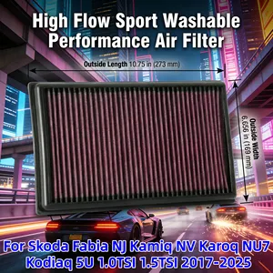 Filtro de Aire de Alto Flujo para Deportes de Alto Rendimiento 5Q0129620E para <span class=keywords><strong>Skoda</strong></span> Fabia NJ <span class=keywords><strong>Kamiq</strong></span> NV <span class=keywords><strong>Karoq</strong></span> NU7 <span class=keywords><strong>Kodiaq</strong></span> 5U 1.0TSI 1.5TSI 2017-2025 - Product Image 1