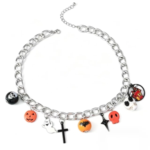 Collar con Colgante en Forma de Cruz de Calabaza Personalizado de la Serie Halloween, Collares Unisex, Joyería de Moda al por Mayor - Product Image 6
