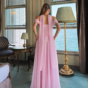 Vestido de Noche Elegante de Gasa con Hombros Descubiertos para Mujer, Vestido Largo de Línea A, Vestido Maxi para Fiesta de Graduación, Boda, Evento Formal 2025 - Product Image 4