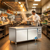 Plan de travail commercial en acier inoxydable de 1,2 m, équipement de réfrigération, réfrigérateur pour bar à salades, table de travail, congélateur sous comptoir