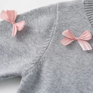 Cárdigan Largo de Lana y Algodón con Lazo Tejido para Niñas, Bebés Recién Nacidos, Cierre de Botones, Moda Navideña, Otoño Invierno - Product Image 4