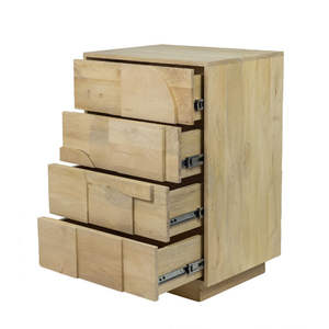 Paxton Natural Solid <b>Wood</b> <b>Chest</b> of Drawers with Geometric Panel Design and Modern Finish - Product Image 4