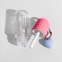 Tube de brillant à lèvres rose en ABS mignon avec bouchon à vis, tube cosmétique vide en plastique OEM/ODM en gros