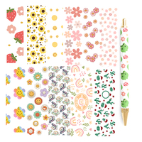 Enveloppes de stylos UV DTF personnalisées avec motifs brillants, impressions UV DTF pour marque-pages de motel, dessins animés, thèmes Maman