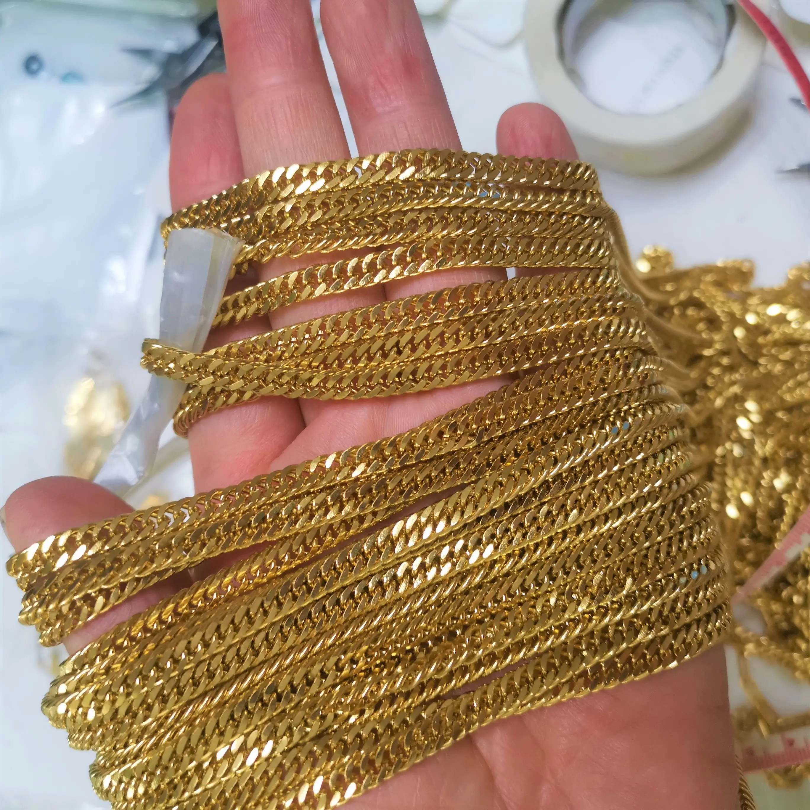 Collana d'oro regalo africano Dubai gioielli riempiti d'oro 18 carati collana di gioielli permanenti rotolo catena fatta a mano