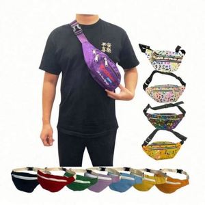 Sac banane en polyester personnalisable en usine avec porte-gobelet, motif brodé, fermeture éclair, pour voyage, sport, course à pied - Économique - Product Image 1