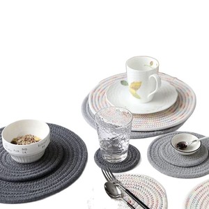Tapete Aislante Térmico Tejido, Redondo, Gris, de Algodón y Lino, Resistente al Aceite, para Comedor - Product Image 5