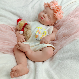 دمى ريبورن واقعية مقاس 20 بوصة مصنوعة يدويًا، دمية صناعية لطيفة نائمة بفم مفتوح لحديثي الولادة من السيليكون بجسم ذي وزن - Product Image 4