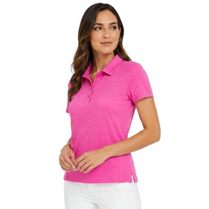 Polo de Manga Corta Rosa para Mujer, Color Sólido, Corte Regular, Estilo Casual de Punto - Product Image 2