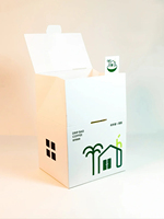Boîte d'emballage créative en carton blanc en forme de maison pour café filtre, boîte à cartes pour filtre à café en papier