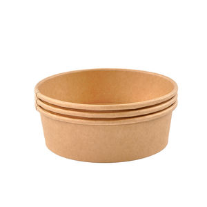 Commercio all'ingrosso 500ml 750ml 1000ml monouso in carta Kraft impermeabile ciotole per zuppa di pasta in carta Kraft ciotola rotonda insalatiera - Product Image 1