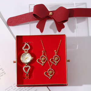 Coffret cadeau créatif pour la fête des mères, boucles d'oreilles en or, collier, montre à quartz, pour maman, petite amie, Saint-Valentin - Product Image 3