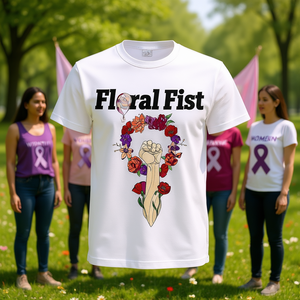 T-shirt da donna con stampa floreale, vestibilità regolare, 100% cotone, girocollo, manica corta, casual, primavera estate, regalo femminista - Product Image 2