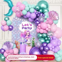 Kit de guirlande de ballons sur le thème des sirènes - Ballons en latex, accents coquillages et base d'arche pour la décoration de fête d'anniversaire