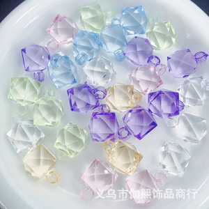 Acrylic Faceted Diamond Shaped Pendant Beads 16mm For Jewelry Making Loose Beads With Hole <b>Clear</b> Colorful <b>Resin</b> Craft Supplies - Product Image 2