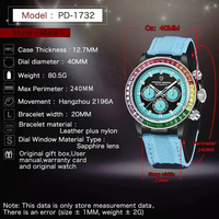 Montres mécaniques pour hommes de la marque haut de gamme PAGANI PD1732, lunette arc-en-ciel, montre pour femmes, bracelet en nylon imperméable, montre automatique pour couple, Reloj