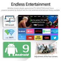 AUN ET50 Global V5.0 Wifi 4 pouces 180 lumens 1920x1080P Android 9 Mini projecteur LED intelligent