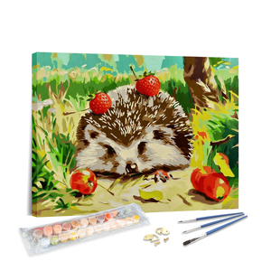H-83DIY <span class=keywords><strong>Pintura</strong></span> por Números: Lindo Erizo <span class=keywords><strong>con</strong></span> Paisaje de Bosque de Fresas, Arte de Pared para Colorear a Mano, Decoración del Hogar, ¡Gran Venta! - Product Image 1