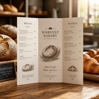 Impressions personnalisées de menus alimentaires sur papier artistique, prospectus pour boulangeries et pâtisseries, menus de magasin pliés en trois