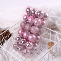 Boule en plastique plaquée 4 cm Mini boule de Noël Pendentif Fournitures de Noël Boule décorative colorée Accessoires de la Saint-Valentin