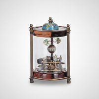 Horloge mécanique vintage et unique en émail cloisonné chinois / Bronze vert/bleu pour aquarium animé