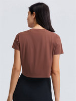 Modèles d'explosion à séchage rapide moulant t-shirt court en gros décontracté ample Sport Gym haut court femmes