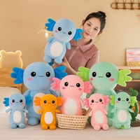 Boneka Axolotl Lucu, Boneka Salamander Kartun, Boneka Hewan Isi Kapas PP, Bantal Plush Newt, Cynops Orientalis, Boneka Tidur