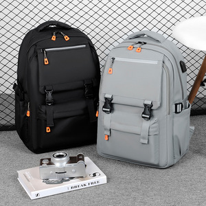Sac à dos pour ordinateur portable 15 pouces, grande capacité, multicouche, résistant à l'usure, sac de voyage et de transport gris et noir - Product Image 1