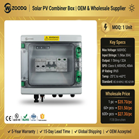 Boîtier de distribution photovoltaïque 600 VCC certifié CE, 1 chaîne, protection contre les surtensions CC IP65, boîtier de jonction solaire 32 A pour système résidentiel