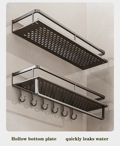 Estante de almacenamiento de <span class=keywords><strong>baño</strong></span> de aluminio multifuncional Estante de pared <span class=keywords><strong>sin</strong></span> <span class=keywords><strong>agujeros</strong></span> de perforación - Product Image 4