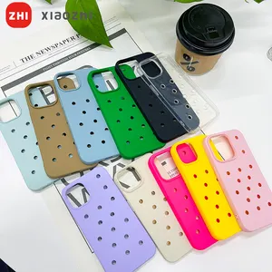 High Quality Silicone Mobile Cell Phone Cases With Holes Diy Phone Case Cover For Iphone 11 12 13 14 15 Pro Max Hold Croc Charms