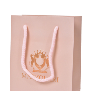 ถุงกระดาษคราฟท์สีชมพูแบบย่อยสลายได้ถุงบรรจุสวยงามพับได้พิมพ์ลายฟอยล์สีทองถุงของขวัญเครื่องประดับพร้อมที่จับ - Product Image 3