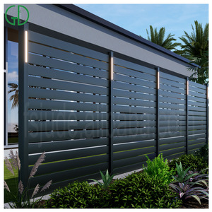 GD premontado fácil <span class=keywords><strong>de</strong></span> instalar Diy polvo sin óxido recubierto usado negro jardín privacidad aluminio listón valla Vertical valla paneles poste - Product Image 6