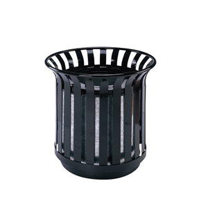 Outdoor Metal Trash Can Cylindrical With Lid For Park And Garden Use - Product Image 3